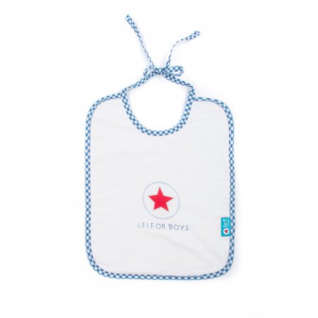 Lief! Slabbetje met koordjes Boy, uni wit, 35x27 cm