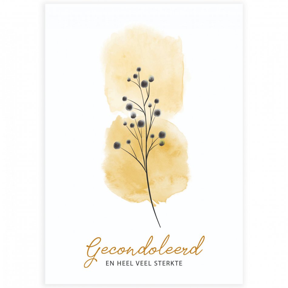 Kaart Condoleance  Aquarel Yellow