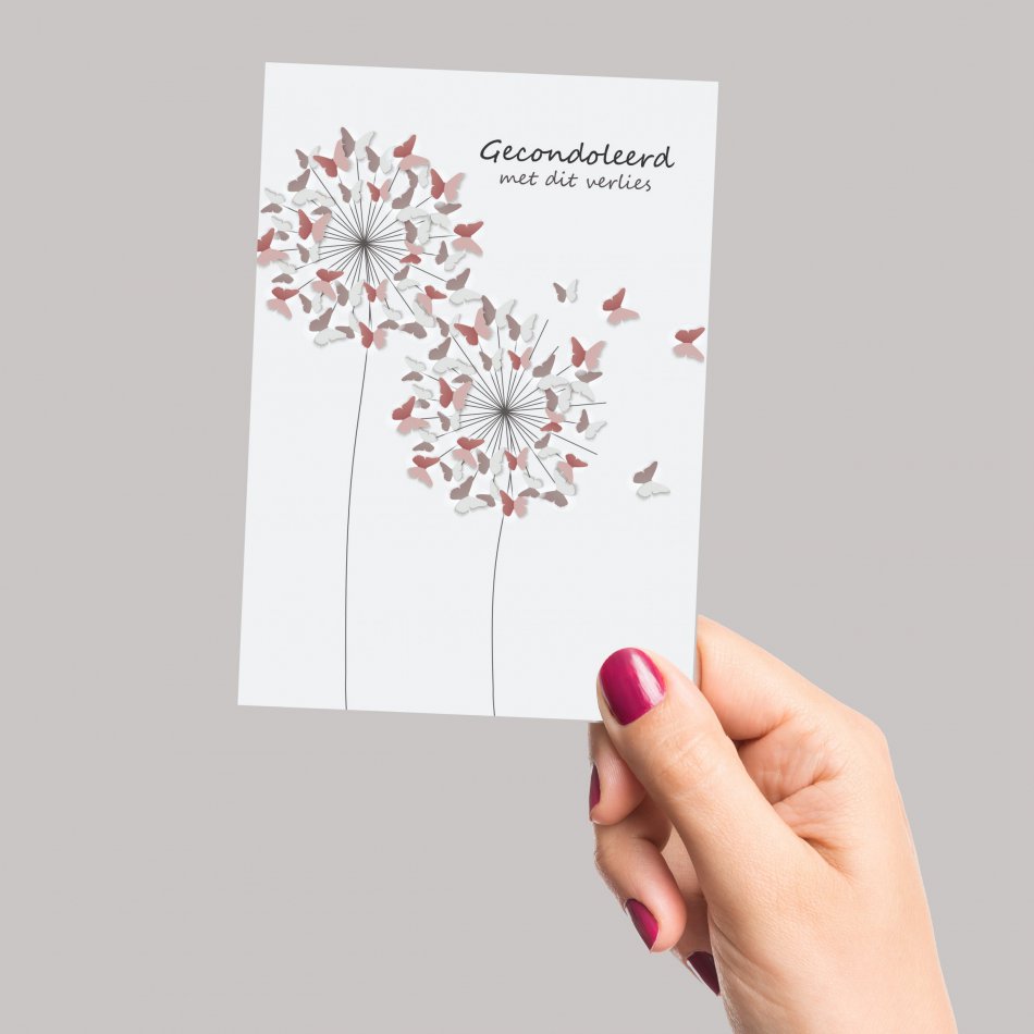 Kaart Condoleance Butterfly flower