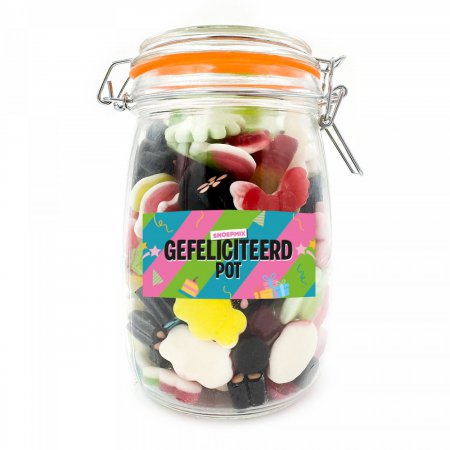 Snoeppot weck Gefeliciteerd Pot